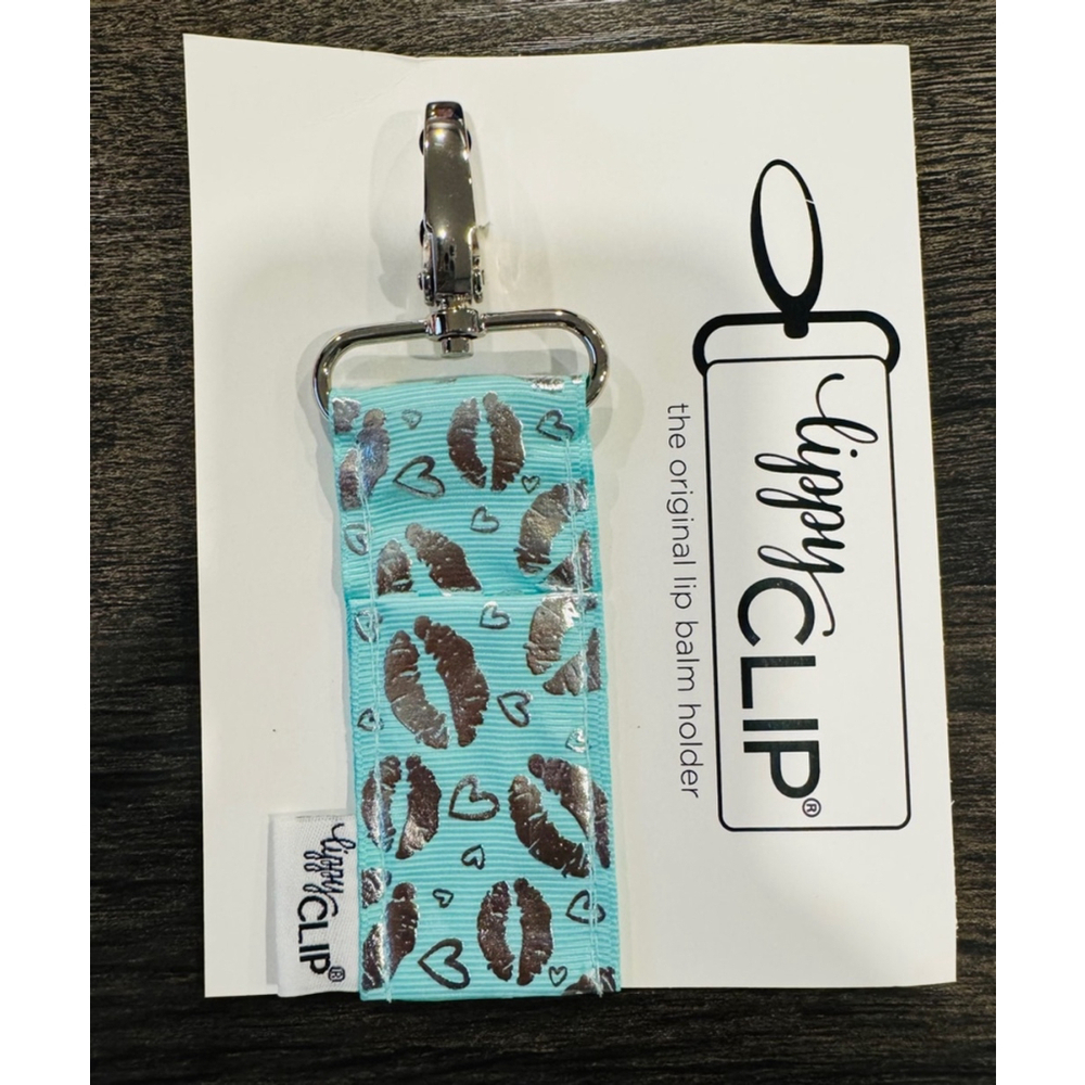 LippyClip Lip Balm Holder Aqua Silver